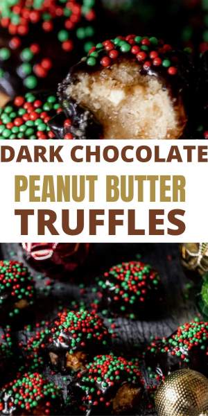 peanut butter truffles covered in dark chocolate