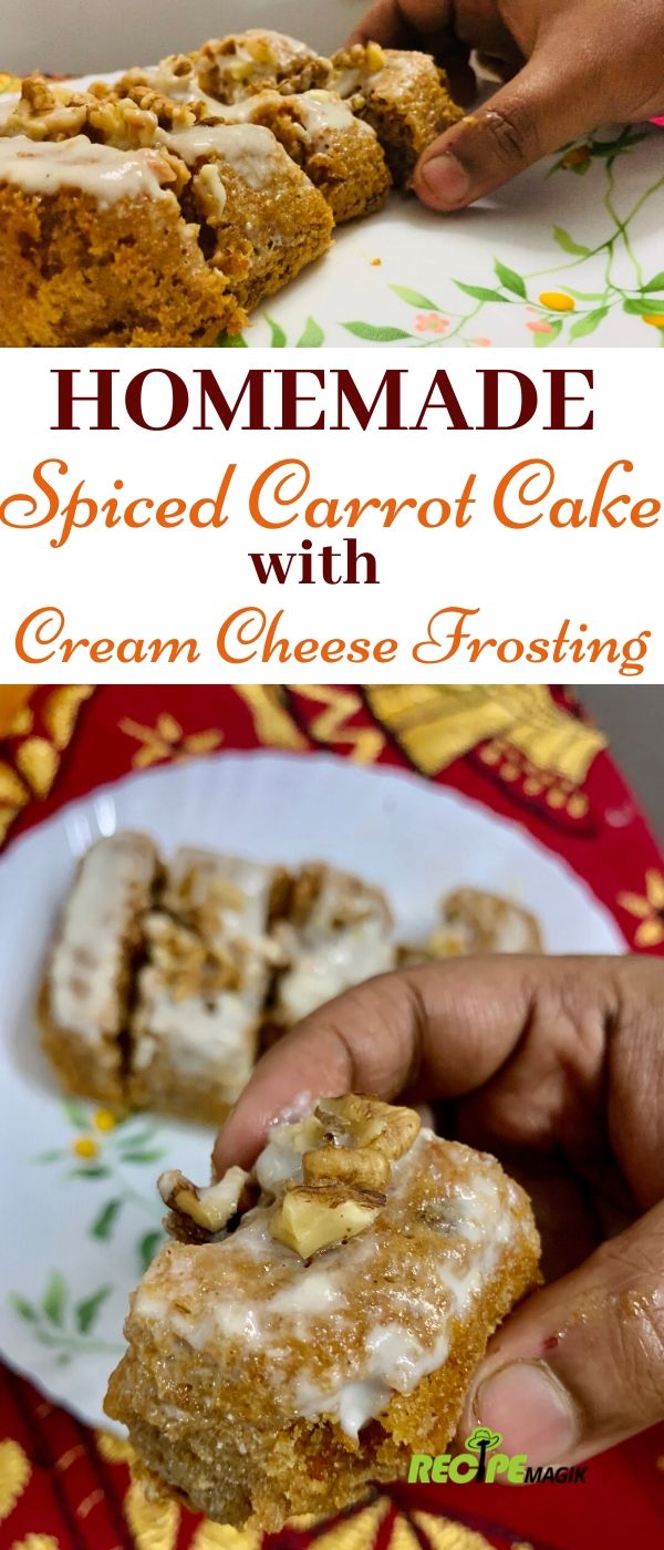 Eggless Spiced Carrot Cake Recipe