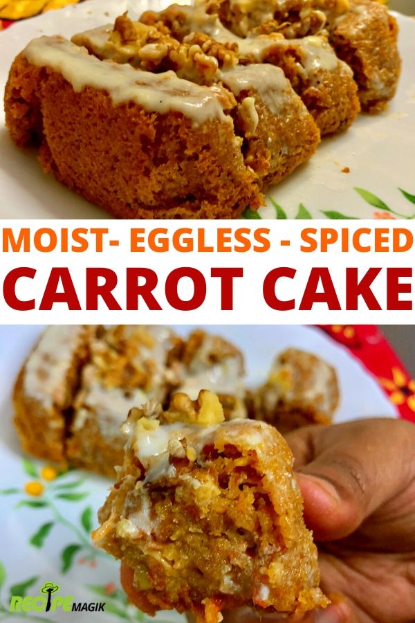 Eggless Spiced Carrot Cake Recipe