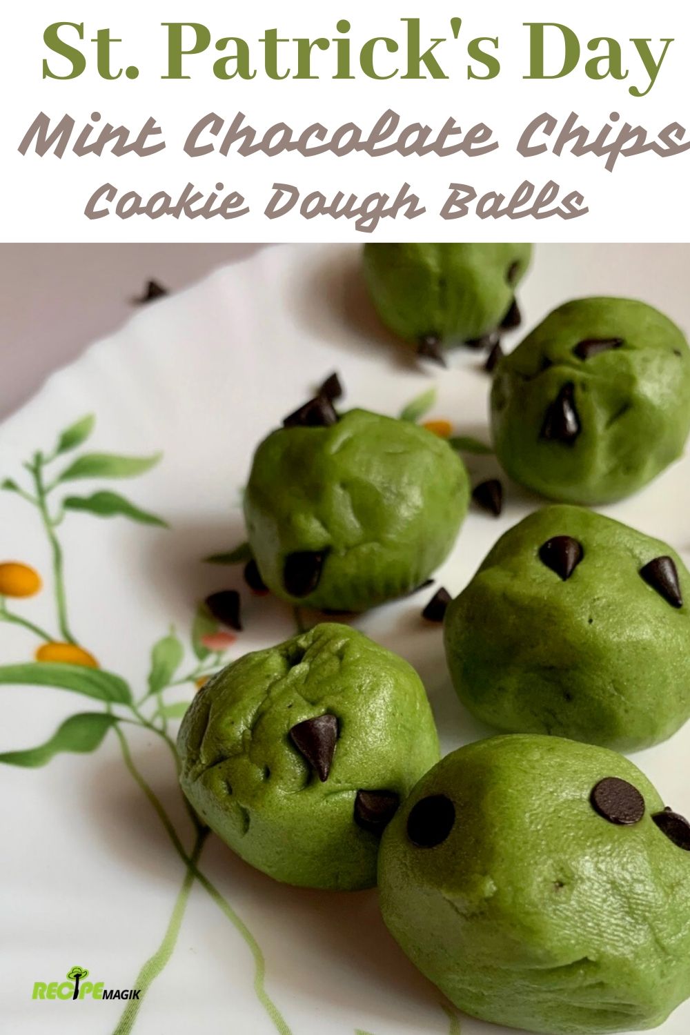Mint chocolate chips cookie dough balls
