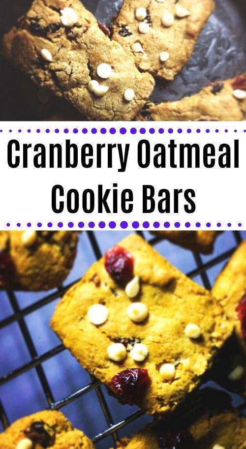 White Chocolate Chip Cranberry Oatmeal Cookie Bars