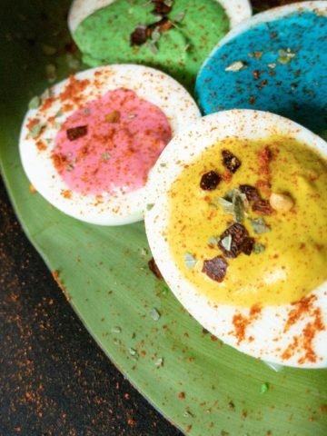 colorful easter deviled eggs