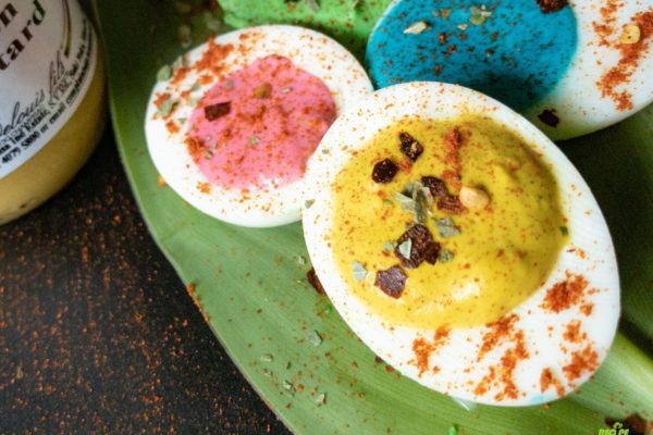colorful easter deviled eggs