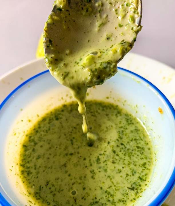 Cilantro Lime Dressing dropping from spoon