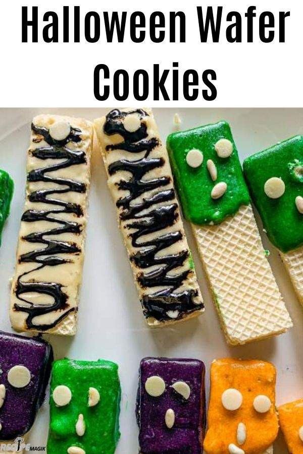 Halloween Wafer Cookies with text on top