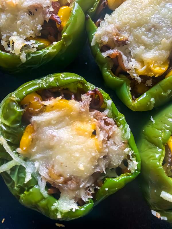 Close view of Lo-Mein Noodles Stuffed Bell Peppers