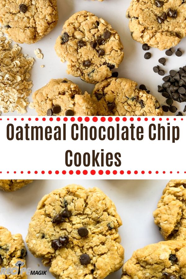 collage of oatmeal chocolate chip cookies