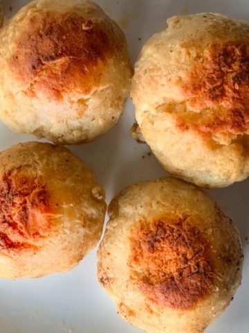 No Yeast dinner rolls arranged on a white plate