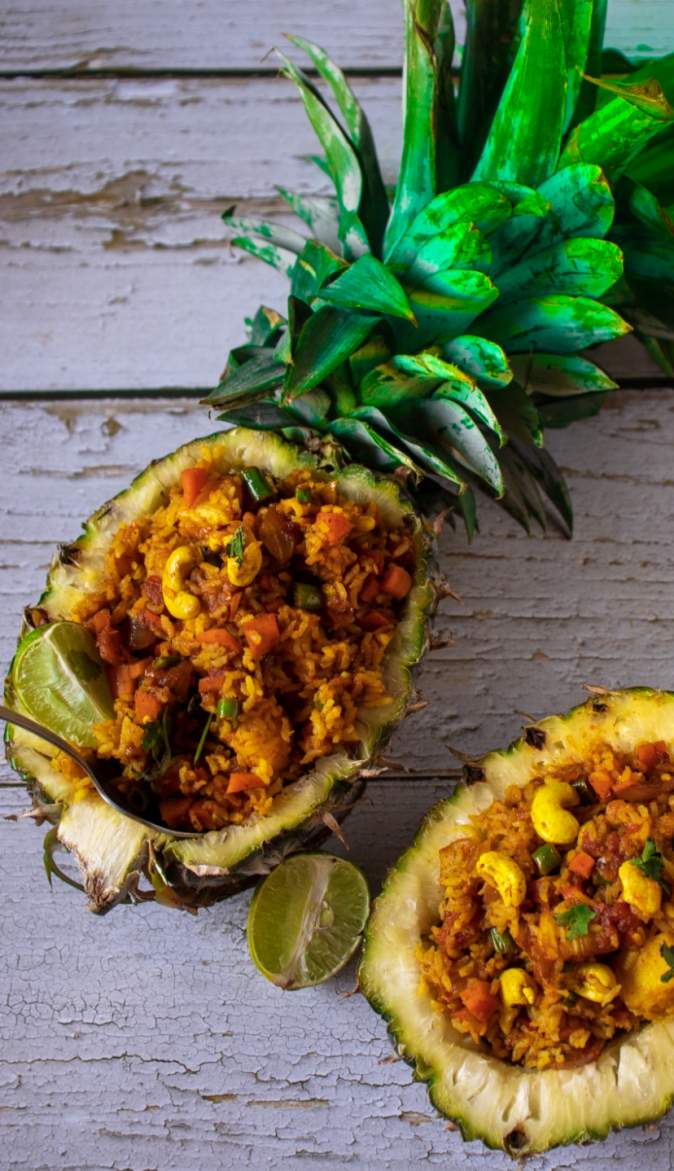 Easy Pineapple Fried Rice in Pineapple Shell