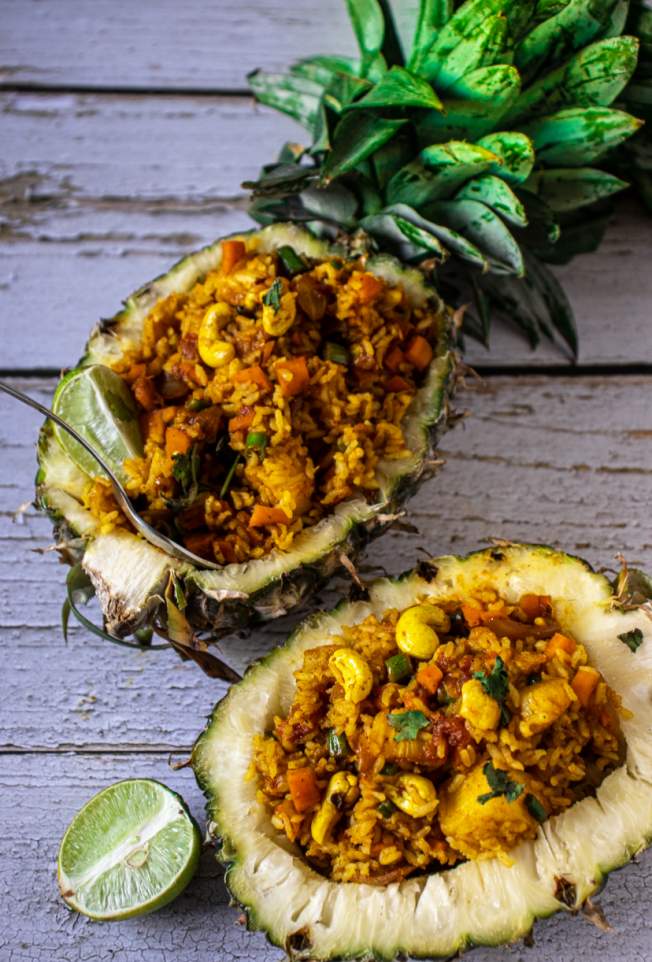 Easy Pineapple Fried Rice in Pineapple Shell