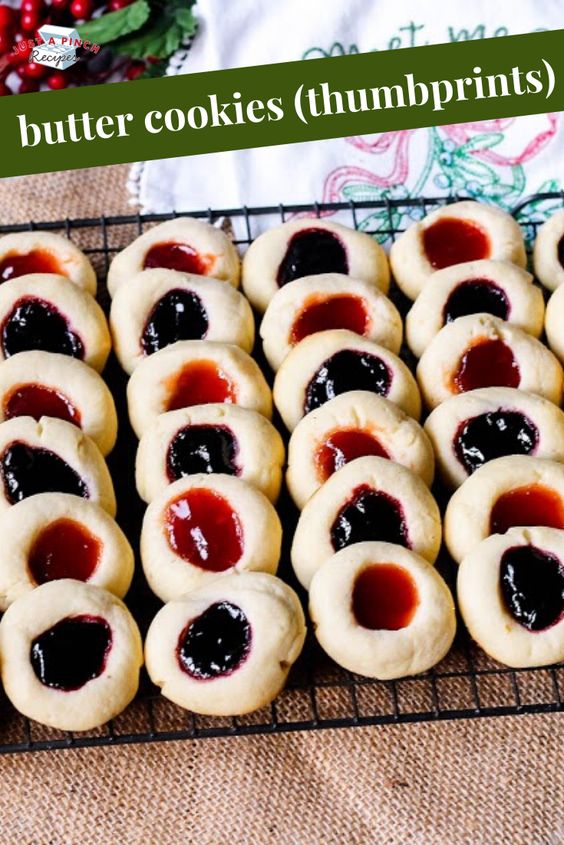 thumbprint buttermilk cookies with jam in the center