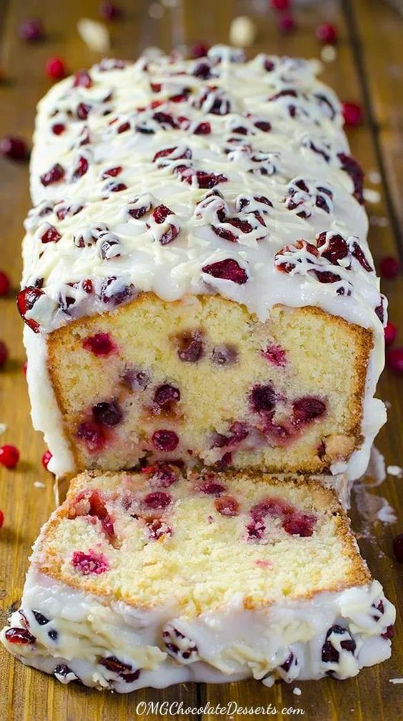christmas pound cake with cranberry and white chocolate 
