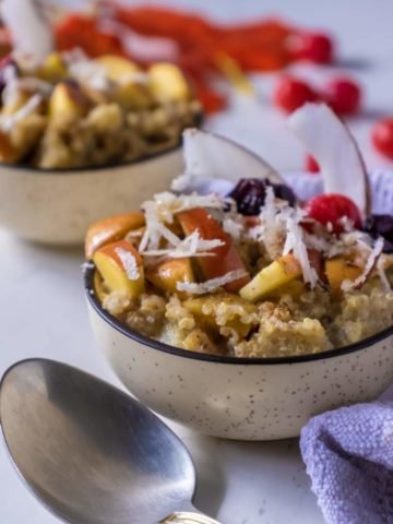 A breakfast bowl of Apple Cinnamon Quinoa