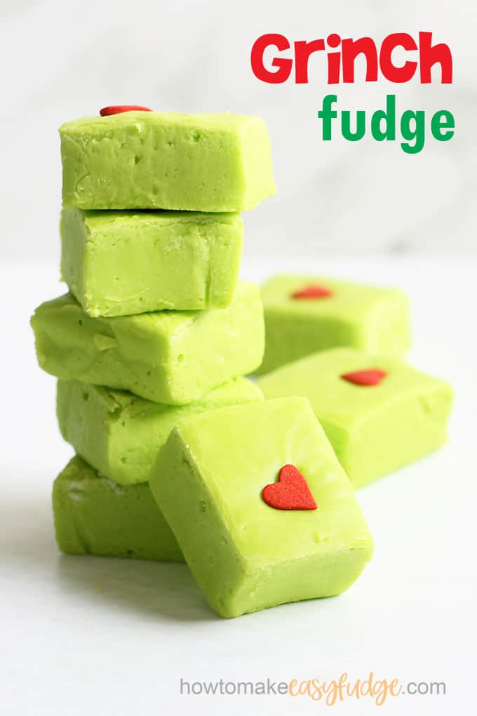 grinch fudge stacked on top of each other
