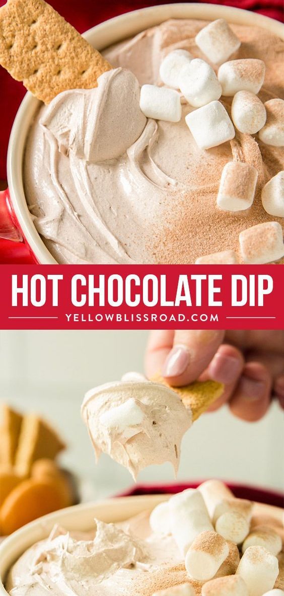 hot chocolate dip with espresso and mini marshmallows