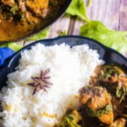 Indian Spiced Spinach Chicken with basmati rice