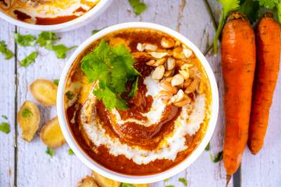 Thai Curried Roasted Carrot and Ginger Soup
