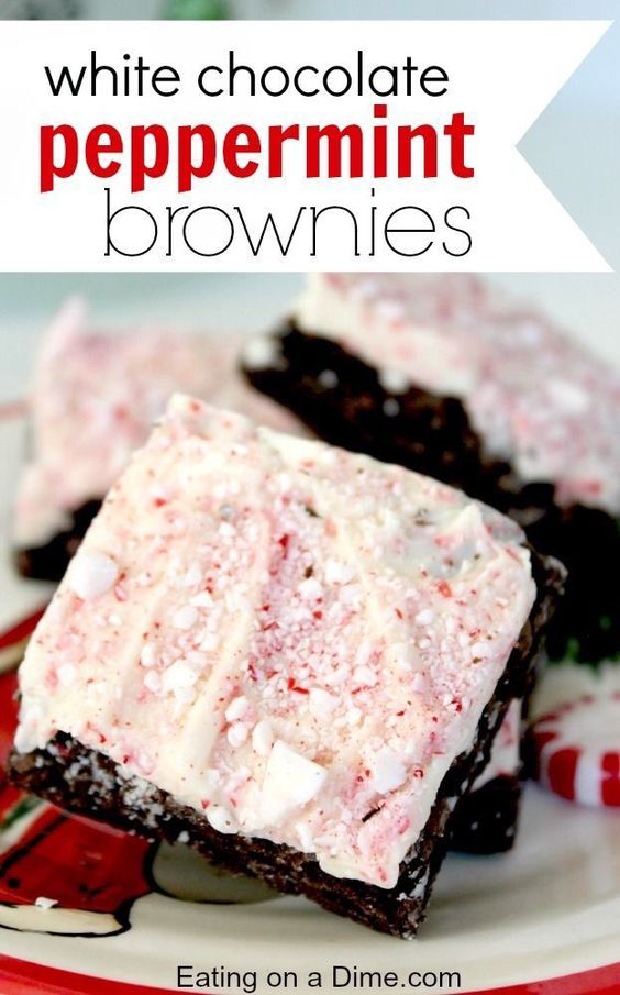 white chocolate peppermint brownies with cream cheese