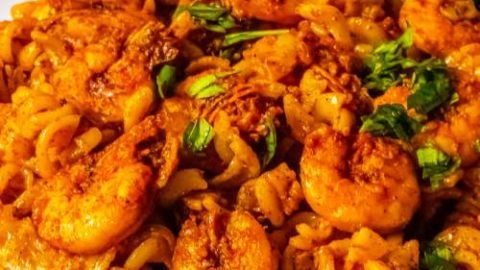 pasta served on a white plate