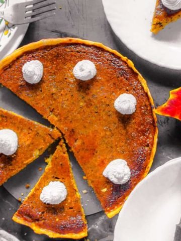 Overhead shot of Pie cut into slices