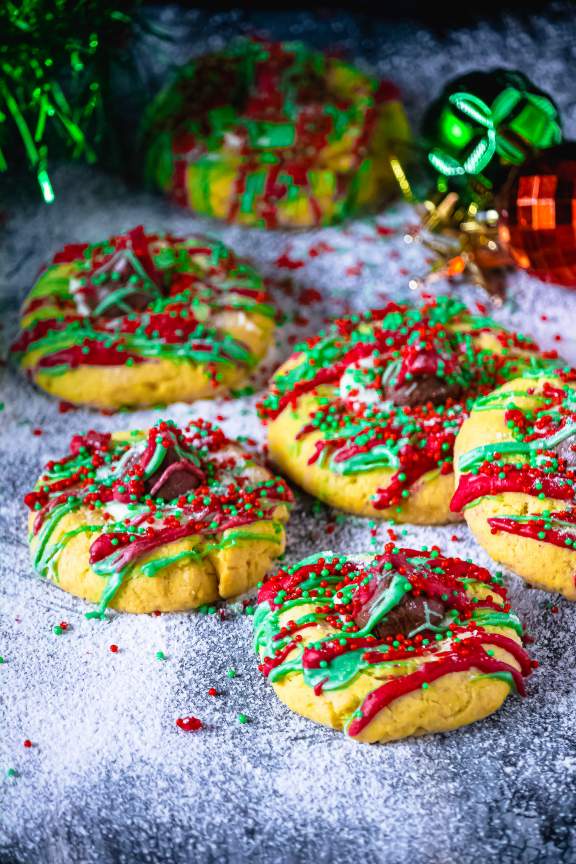 Buttery Santa Kiss Cookies with christmas confetti