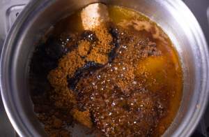 making the brown sugar sauce