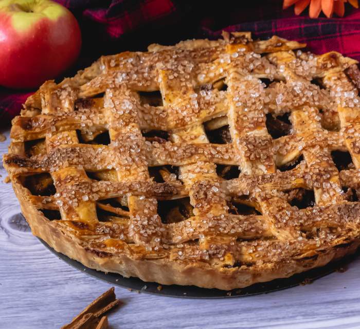 Classic Old Fashioned Apple Pie on a table