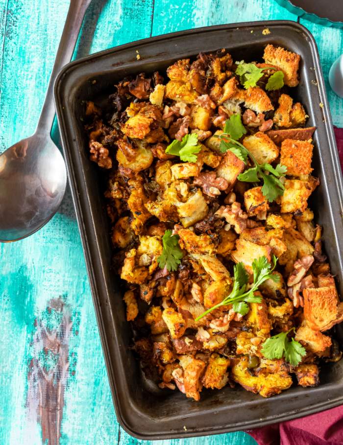 Sweet Potato & Mushroom Thanksgiving Stuffing Recipe - Easiest Vegetarian Thanksgiving Stuffing