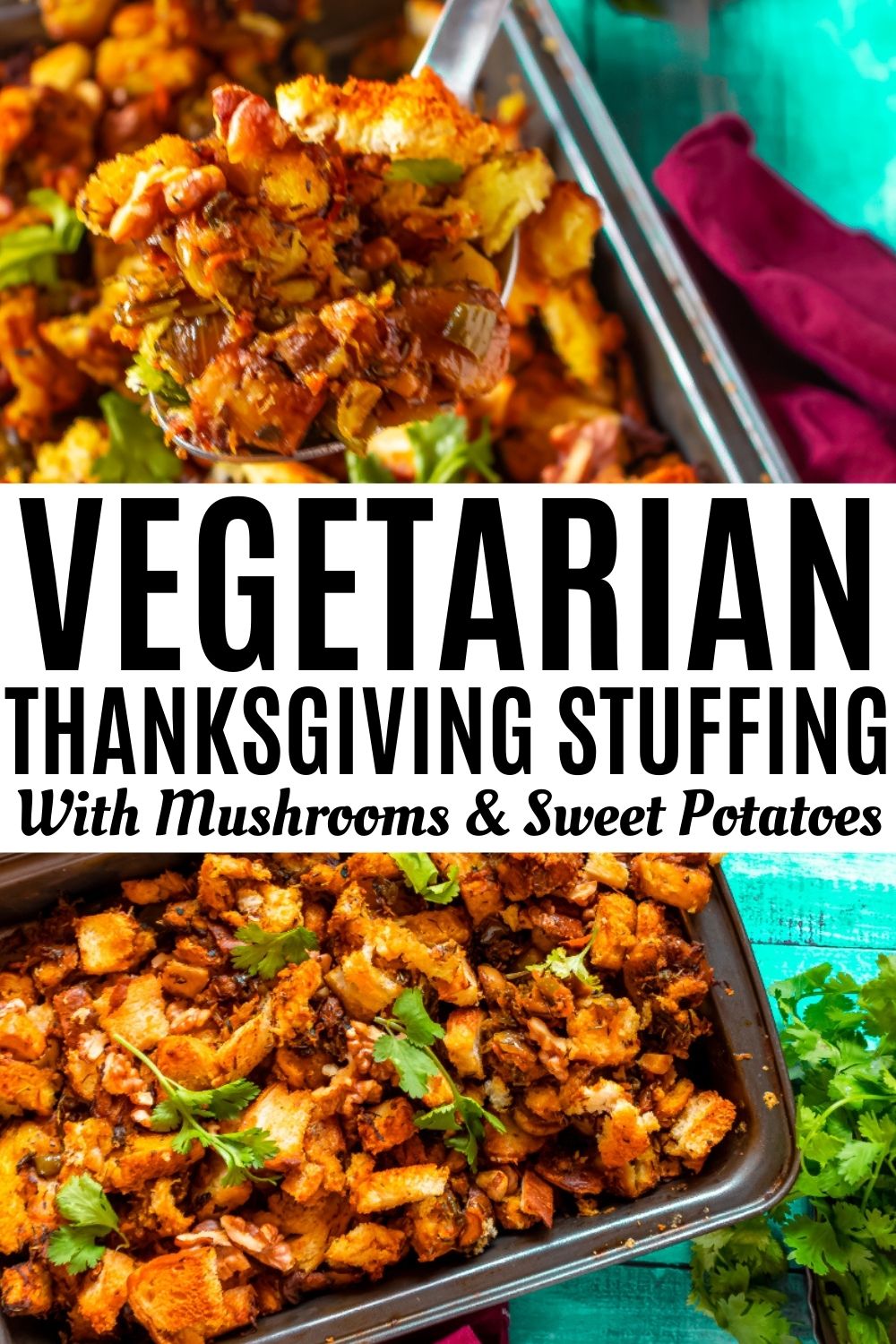 VEGETARIAN Thanksgiving stuffing collage image