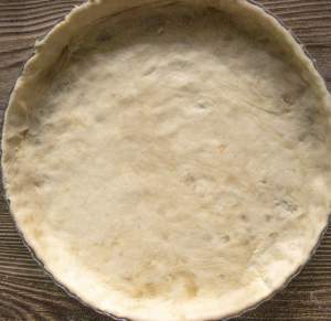 Rolled Vegan Pie dough over baking dish