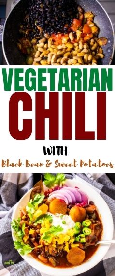 Vegetarian Chili with Black Bean & Sweet Potatoes collage image