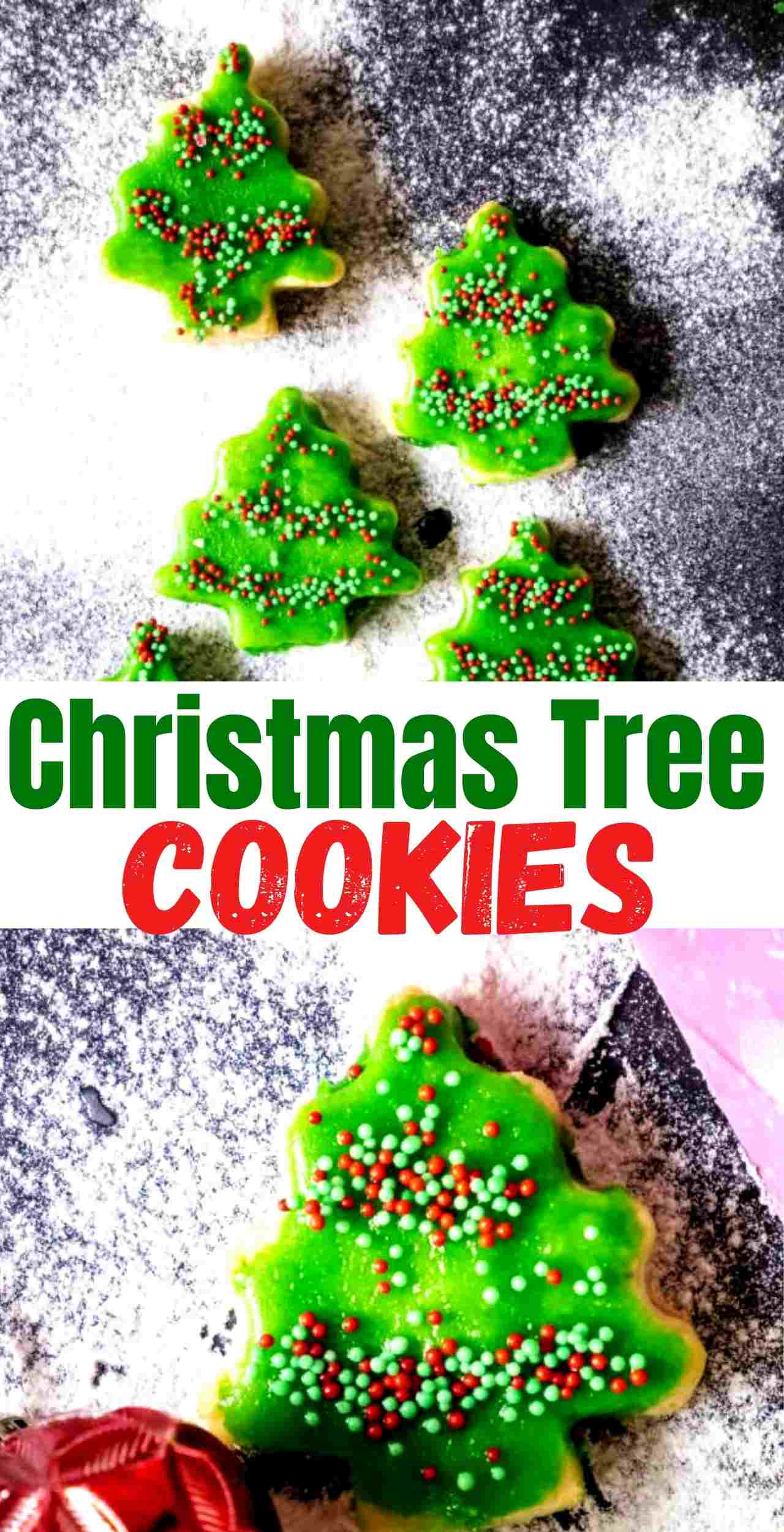 Buttery Holiday Shortbread Christmas Tree Cookies collage image