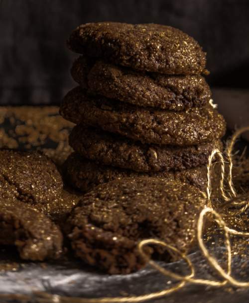 Stack of Chili Chocolate Snickerdoodles  with a rope on the bottom left side 