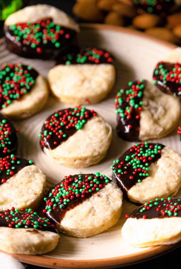 Chocolate Dipped Shortbread Christmas Cookies 
