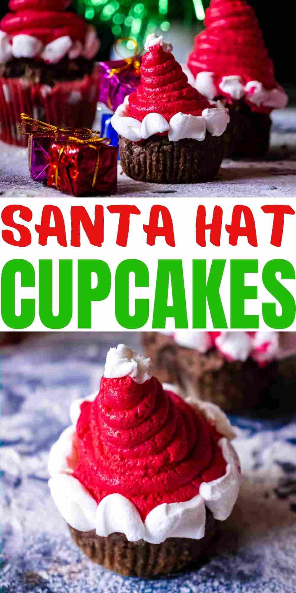 Santa Hat Cupcakes (with Mini Marshmallows) collage image