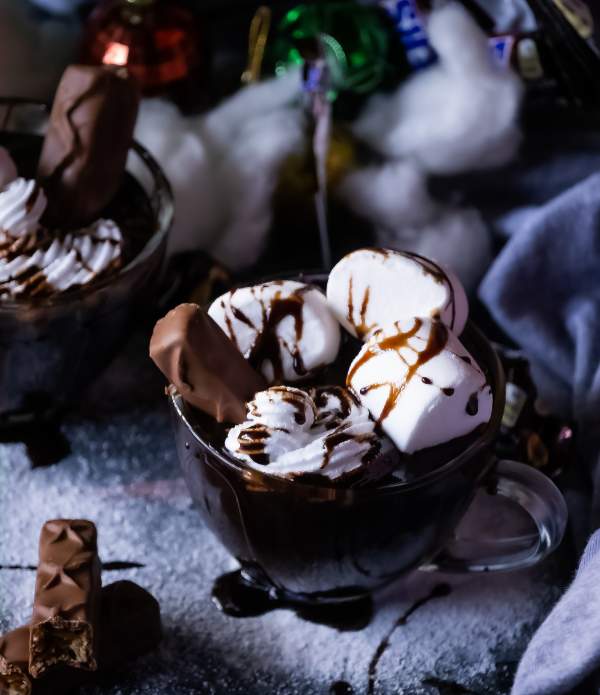 Snickers Hot Chocolate with marshmallows