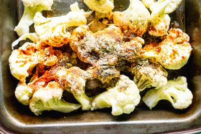 roasting cauliflower with spices