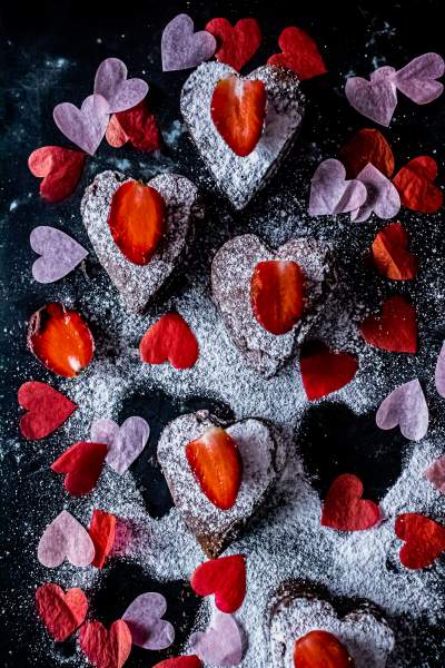 Valentine's Day Brownies - Heart Shaped Chocolate Strawberry Brownies 