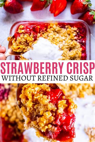 Healthy Strawberry Crisp collage image