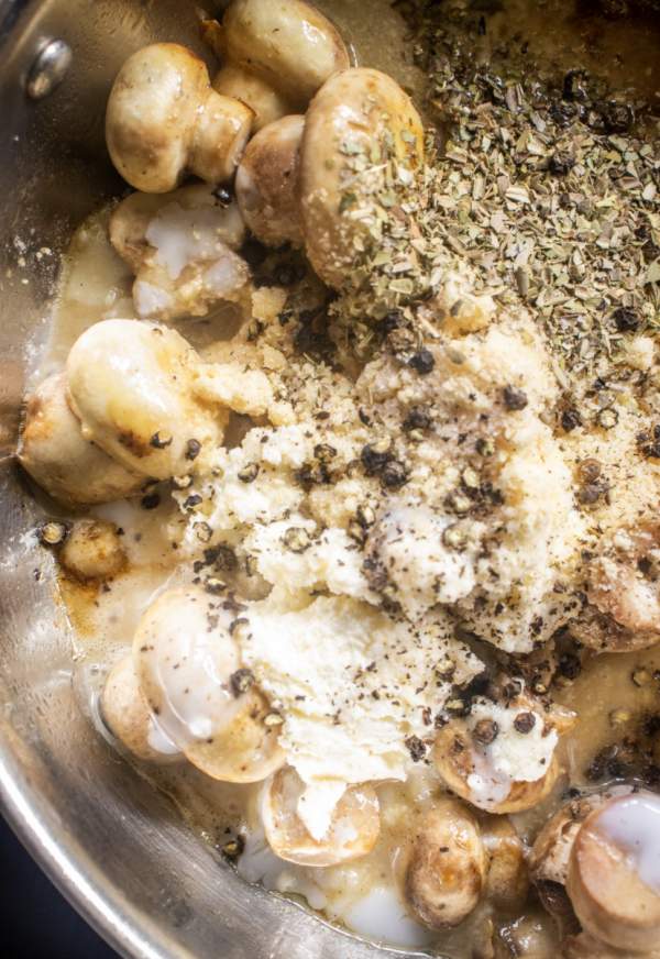 making the Creamy Garlic Parmesan Mushrooms Sauce