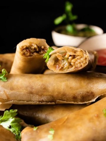 Spring rolls stacked