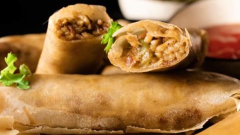 Spring rolls stacked