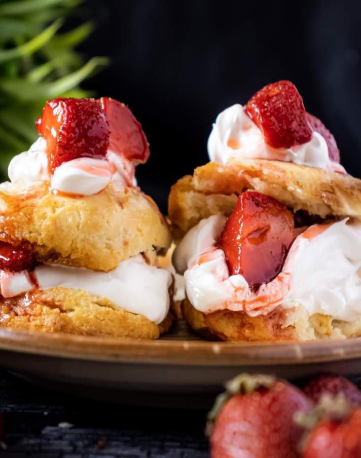 strawberry shortcakes on a plate