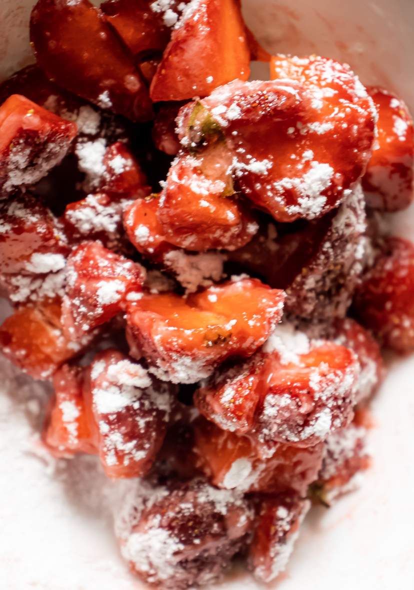 Strawberries coated in sugar