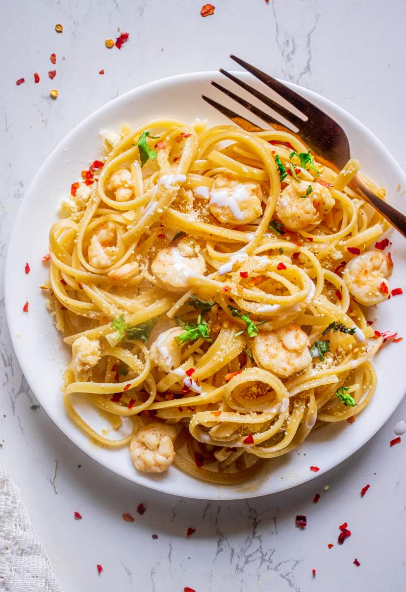 Creamy Garlic Shrimp Pasta at home