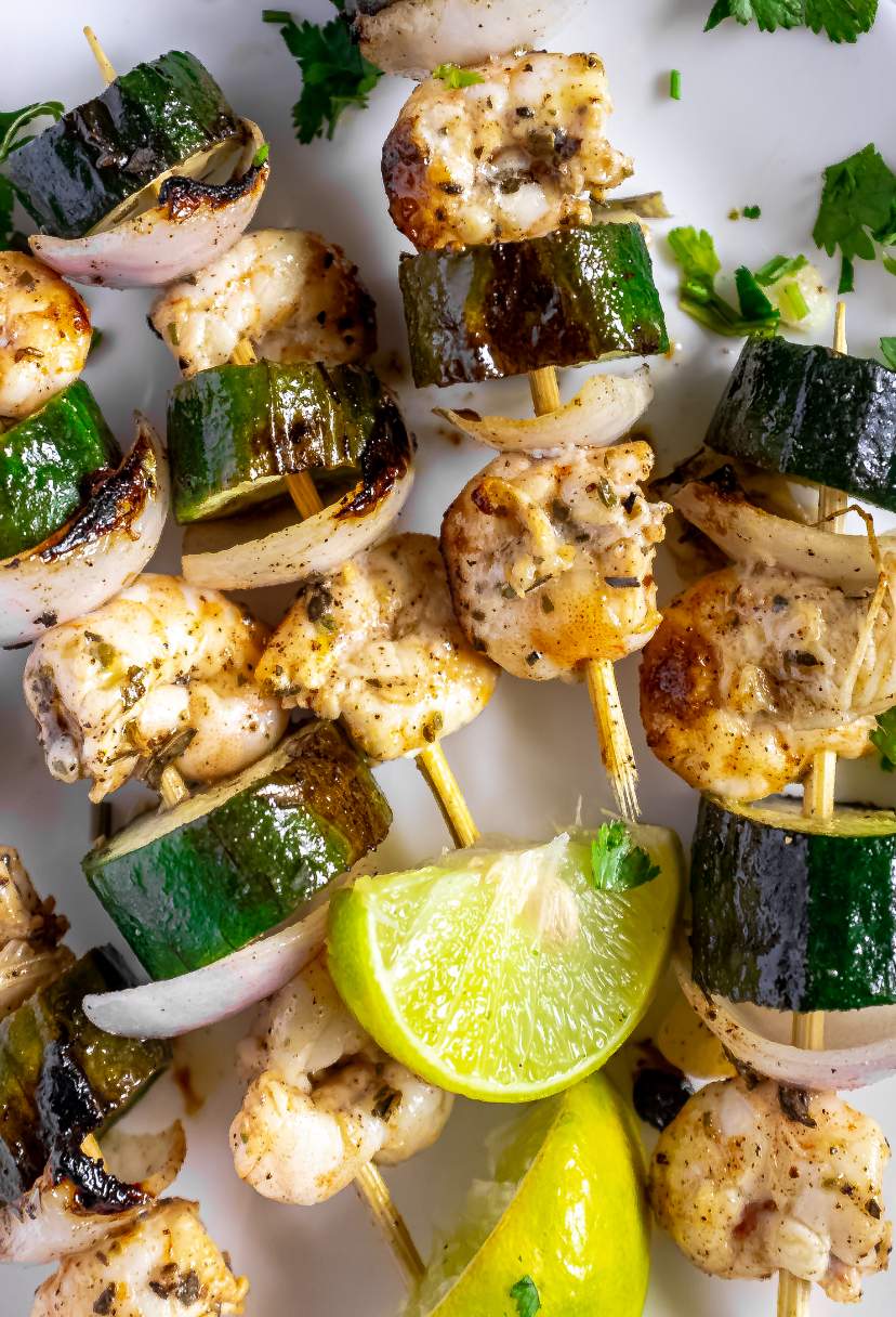 Grilled Shrimp Skewers with zucchini