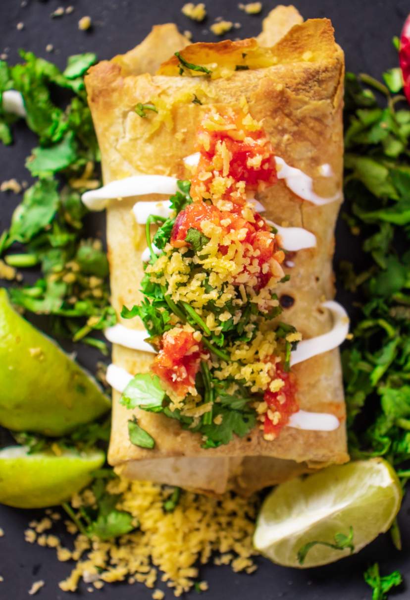 Chicken Chimichangas with sour cream