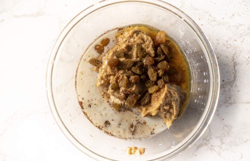 oatmeal raisin cookies ingredients in bowl