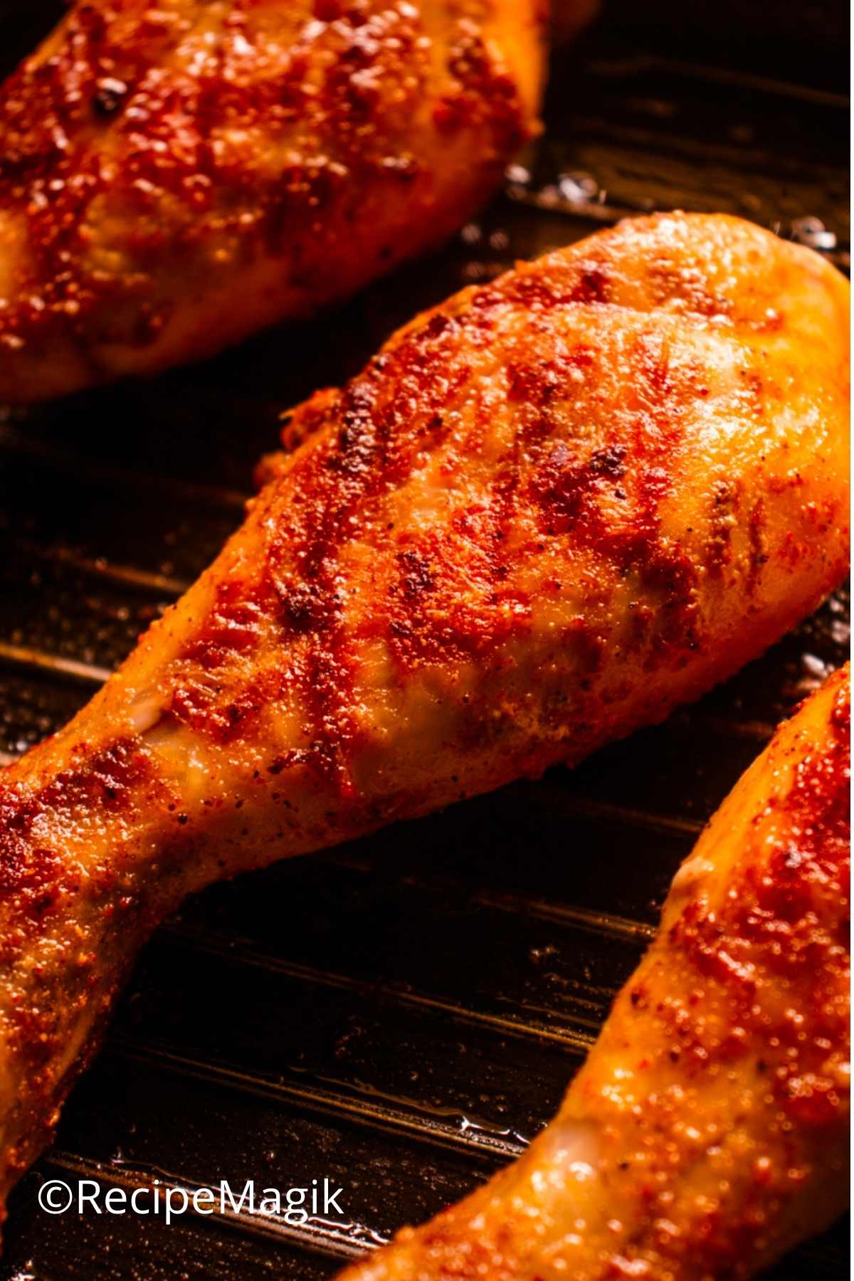 grilled chicken drumstick closeup