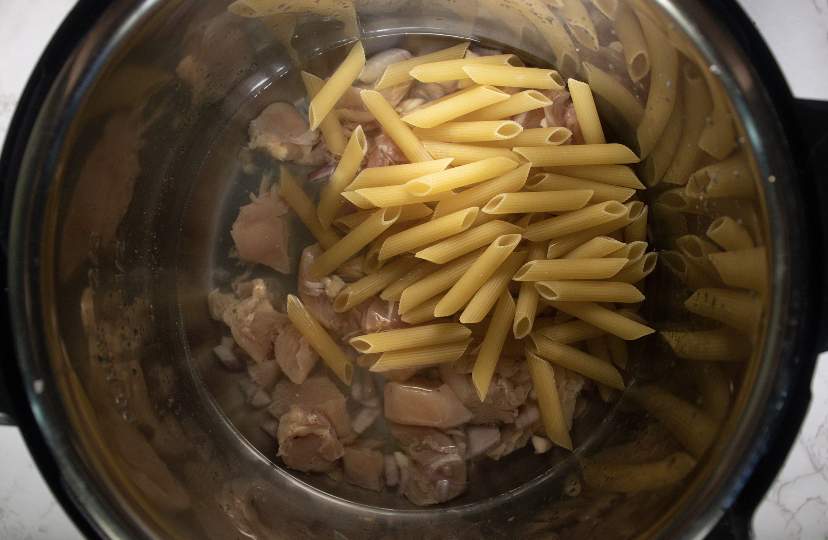 penne pasta added to instant pot